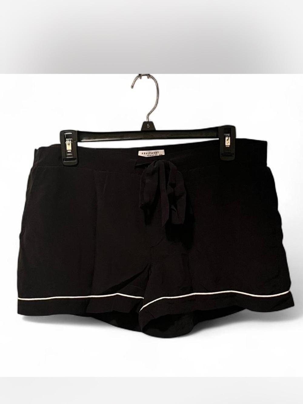 100% SILK EQUIPMENT FEMME DRAWSTRING SHORTS WHITE TRIM